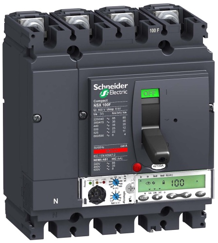 Автоматический выключатель 4П4Т MICR. 5.2A 100A NSX100B | код. LV429875 | Schneider Electric 
